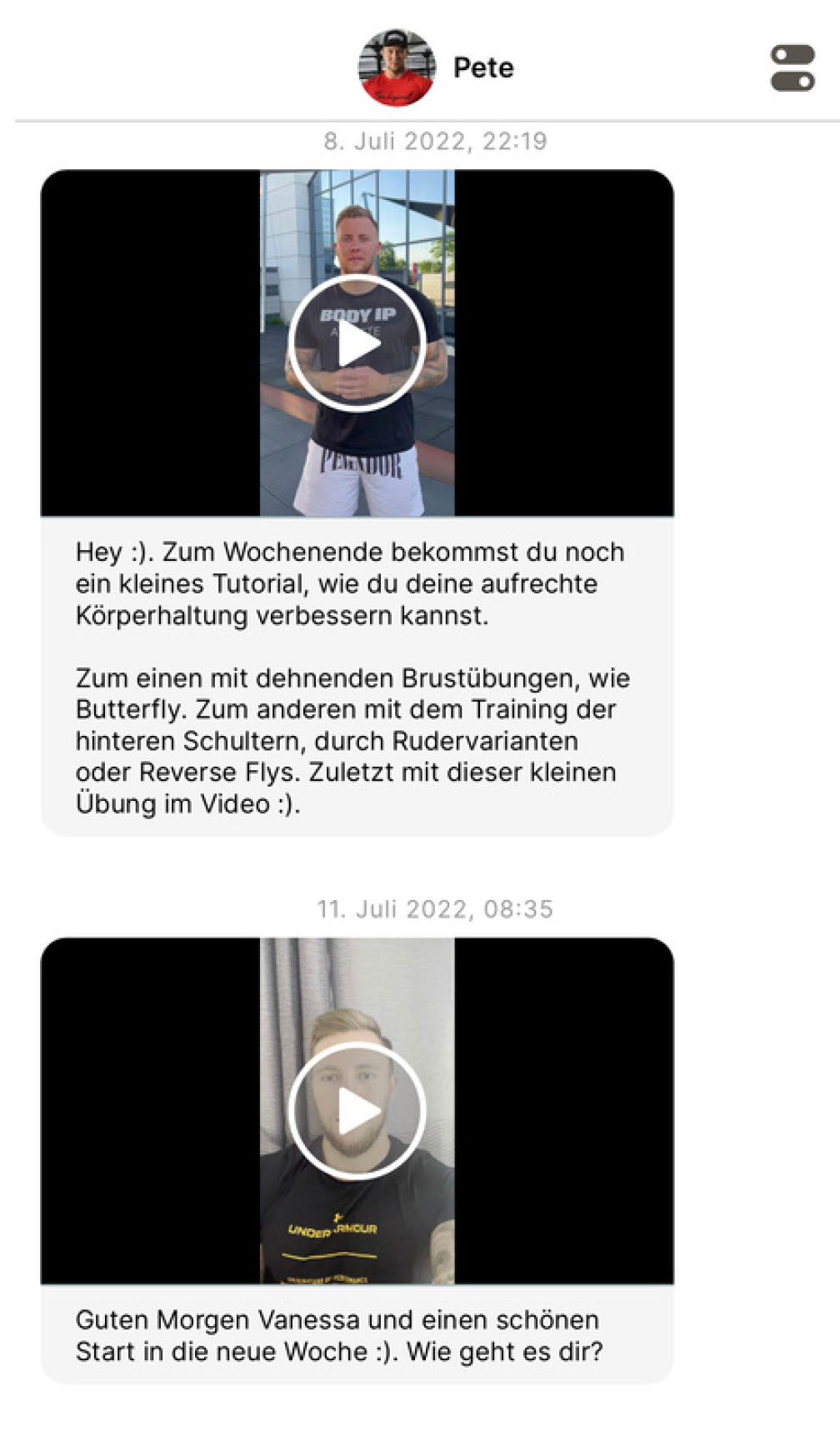 Regelmäßige Motivation-und Informationsvideos